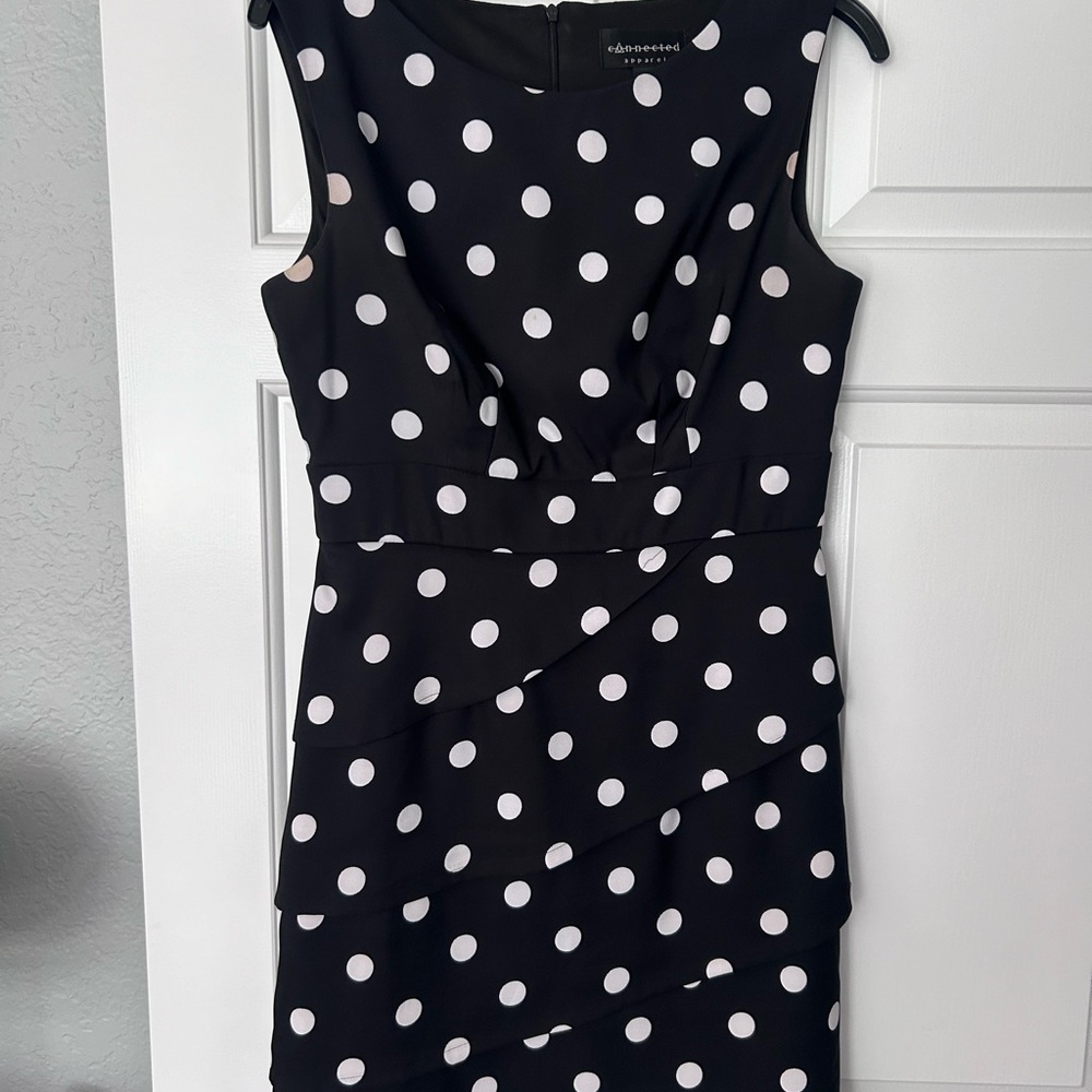 Connected Apparel Black and White Ruched Sheath Mini Dress